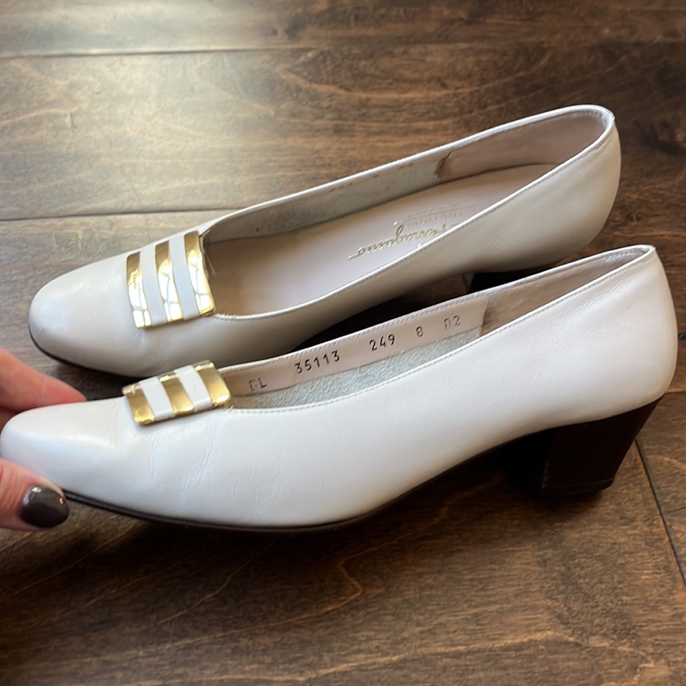 Salvatore Ferragamo Cream Dress Shoes - Picture 7 of 7